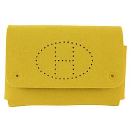 Autre Marque-Yellow Perforated Felt Mini Evelyne Flap Pouch Accessory 5H124-Other