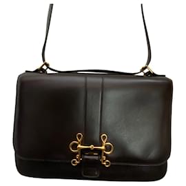 Hermès-Bag Sologne Box Dark brown-Dark brown