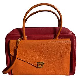 Bolsa Hermès Loraine em couro de bezerro epsom Rosa Laranja