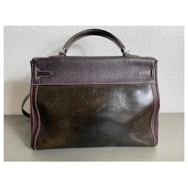 Hermès-Kelly Amazonia Buffalo Skipper bag-Dark brown