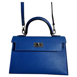 Hermès-Bag Kelly II Sellier Mini Mysore Goatskin-Blue
