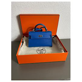 Hermès-Bag Kelly II Sellier Mini Mysore Goatskin-Blue