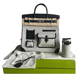 Hermès-Hermes Haut a Courroies 40 Cargo canvas H/calf Evercalf black-Black