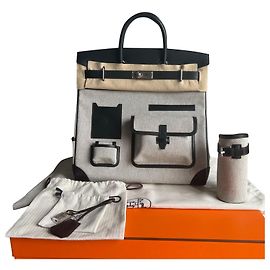 Hermès Hermes Haut a Courroies 40 Toile cargo H/mollet Evercalf noir Noir