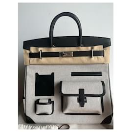 Hermès-Hermes Haut a Courroies 40 Cargo canvas H/calf Evercalf black-Black
