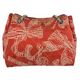 Chanel-Coco Mark Chain Tote Handbag Canvas-Pink