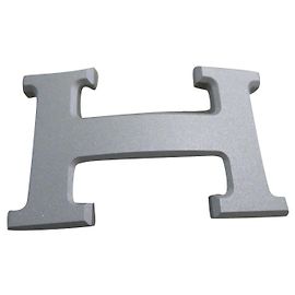 Hermès Loop 5382 silver matt gray sandblasted metal  32mm new Silvery