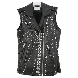 IRO Alaina Leather Vest Jacket Black