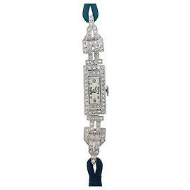 inconnue Reloj art déco de platino con cordón, diamantes. Otro