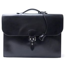Hermès HERMES BAG DEPECHES BAG 2 bellows 38 BRIEFCASE LEATHER BRIEFCASE Black