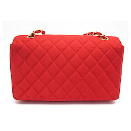 Chanel-NEW CHANEL TIMELESS MEDIUM SINGLE FLAP HANDBAG QUILTED PURSE CANVAS-Red