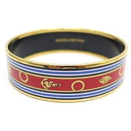 Autre Marque-MICHAELA FREY FREYWILLE ENAMEL BRACELET PRINTED MARINE MOTIFS 17CM GOLD-Golden