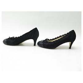 Chanel-CHANEL PUMPS SHOES BALLERINAS WITH HEEL LOGO CC G29005 37.5 SHOES-Other