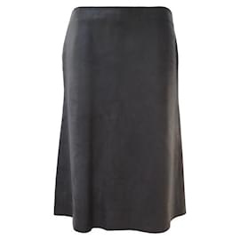 Hermès-HERMES SKIRT SIZE 40 M DARK BROWN GRAIN DEER LEATHER SKIRT-Brown