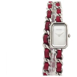 RELÓGIO CHANEL PREMIERE ROCK ED. RELÓGIO LIMITADO DE TORRE TRIPLA DE AÇO E COURO Prata