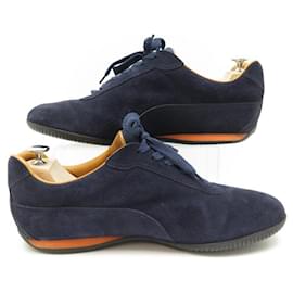 Hermès-HERMES SHOES SNEAKERS QUICK H 45.5 NAVY BLUE SUEDE SNEAKERS SHOES-Blue