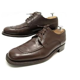 Hermès-Hermes shoes 41 DERBY STRAIGHT TOE IN BROWN LEATHER SHOES-Brown