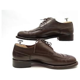 Hermès-Hermes shoes 41 DERBY STRAIGHT TOE IN BROWN LEATHER SHOES-Brown