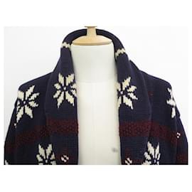 Ralph Lauren-RALPH LAUREN CARDIGAN M 48 WOOL BLEND PATTERNED VEST-Blue