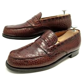 JM Weston-JM WESTON SHOES 180 7C 41 BROWN CROCODILE LEATHER LOAFERS LOAFERS-Brown