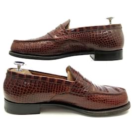 JM Weston-JM WESTON SHOES 180 7C 41 BROWN CROCODILE LEATHER LOAFERS LOAFERS-Brown