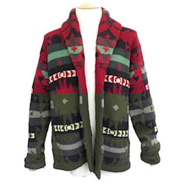 Ralph Lauren-RALPH LAUREN CARDIGAN M 48 IN WOOL-BLEND PATTERNED WOOL-Red