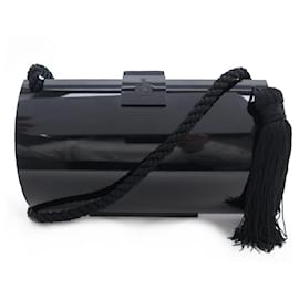Lanvin-LANVIN MINAUDIERE DU EVENING ARPEGE BLACK HANDBAG + HAND BAG CLUTCH BOX-Black