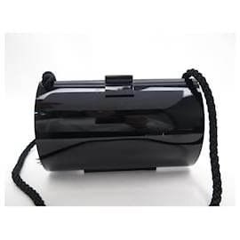 Lanvin-LANVIN MINAUDIERE DU EVENING ARPEGE BLACK HANDBAG + HAND BAG CLUTCH BOX-Black