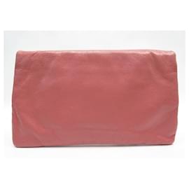 Balenciaga-BALENCIAGA HANDBAG ENVELOPE POUCH 224915 PINK LEATHER CLUTCH BAG-Pink