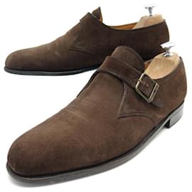 JM Weston-JM WESTON MOCCASIN SHOES WITH FLORA BUCKLE 531 9.5b 43.5 FINE SUEDE SHOES-Brown