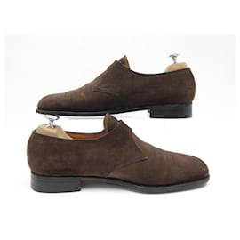 JM Weston-JM WESTON MOCCASIN SHOES WITH FLORA BUCKLE 531 9.5b 43.5 FINE SUEDE SHOES-Brown