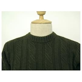 Hermès-HERMES FLYING DUCKS SWEATER 46 S IN WOOL AND CAMEL GREEN WOOL SWEATER-Green