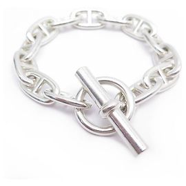 Hermès HERMES ANCHOR CHAIN BRACELET GM 12 STERLING SILVER LINKS + SILVER BOX Silvery