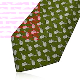 Hermès-Hermes Paris Orange Silk Saddles Print Neck Tie 7173 FA-Orange