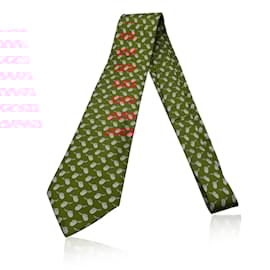 Hermès-Hermes Paris Orange Silk Saddles Print Neck Tie 7173 FA-Orange