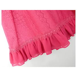 Three Floors Fashion-Dreistöckiges Camellia Rose Spitzenkleid-Pink