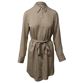 Theory Cleanes Hemdkleid aus weißer Seide Beige
