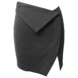 Autre Marque-The Attico Slit-Detail Deconstructed-Effect Skirt in Grey Viscose -Grey