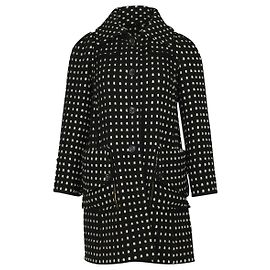 Diane Von Furstenberg Trench coat de bolinhas em lã preta Preto