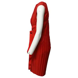 Victoria Beckham-Victoria Victoria Beckham Pleated Belted Dress in Red Polyester-Red