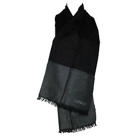 Sciarpa Versace Colorblock Pattern in Lana Nero/Grigio Nero
