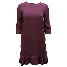 Marni-Marni Ruffled Shift Dress in Purple Polyester-Purple