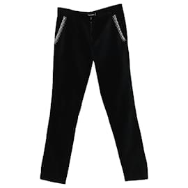 Zadig & Voltaire-Zadig & Voltaire Slim Fit Stretch Pants with Embroidery in Black Velvet-Black