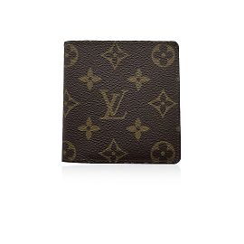Louis Vuitton Vintage Monogram Canvas Bifold Credit Card Wallet Brown