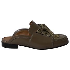 Chloé Chloe Harper Lace-Up Mules in Brown Leather Brown