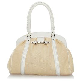 Dior Brown My Dior Frame Raffia Handbag Brown White Beige