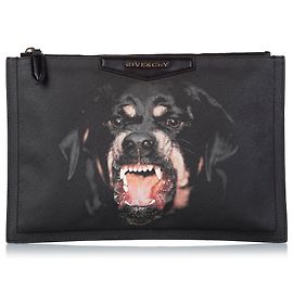 Givenchy Black Antigona Rottweiler Leather Clutch Bag Black