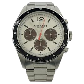 Coach-COACH Quartz Watch / Analog / Stainless Steel / WHT / SLV/ Chronograph-Silvery