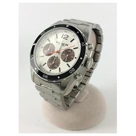 Coach-COACH Quartz Watch / Analog / Stainless Steel / WHT / SLV/ Chronograph-Silvery
