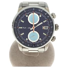 Paul Smith-Paul Smith BLOCK CHRONO / chronograph / quartz watch / analog / stainless steel / navy / silver-Silvery